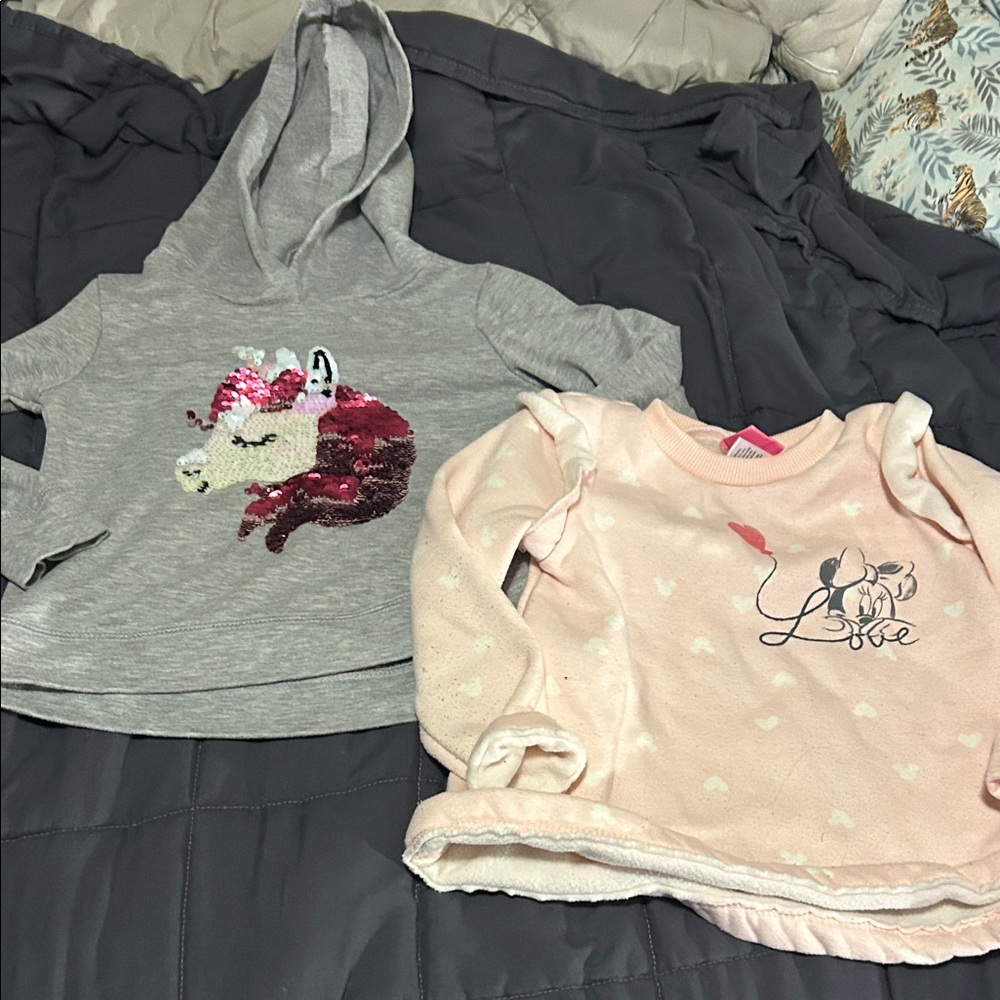Gray Unicorn Hoodie and Pink Minnie Mouse Top Set - 5